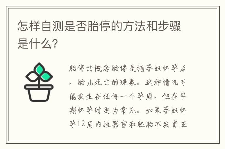 怎样自测是否胎停的方法和步骤是什么？