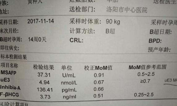 孕16周唐筛ue3数值比正常值偏高有影响吗？