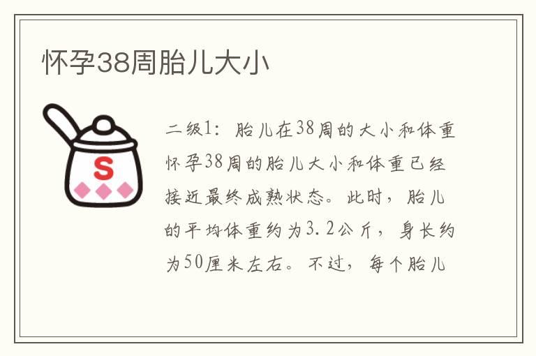 怀孕38周胎儿大小