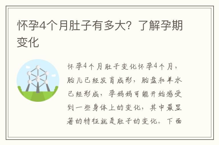 怀孕4个月肚子有多大？了解孕期变化