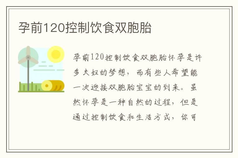 孕前120控制饮食双胞胎