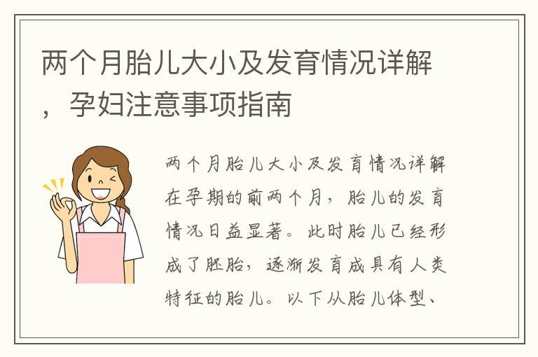 两个月胎儿大小及发育情况详解，孕妇注意事项指南