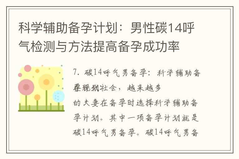 科学辅助备孕计划：男性碳14呼气检测与方法提高备孕成功率