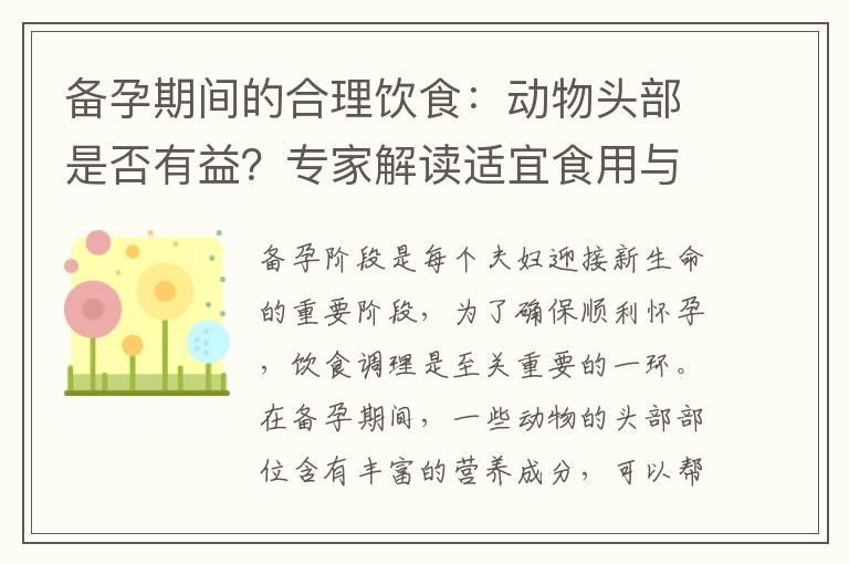 备孕期间的合理饮食：动物头部是否有益？专家解读适宜食用与禁忌