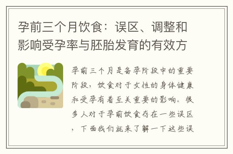 孕前三个月饮食：误区、调整和影响受孕率与胚胎发育的有效方法