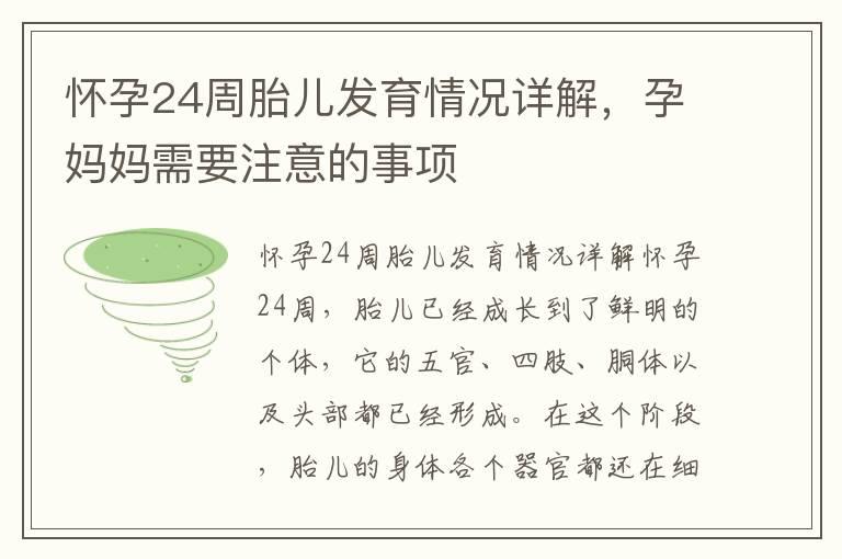 怀孕24周胎儿发育情况详解，孕妈妈需要注意的事项