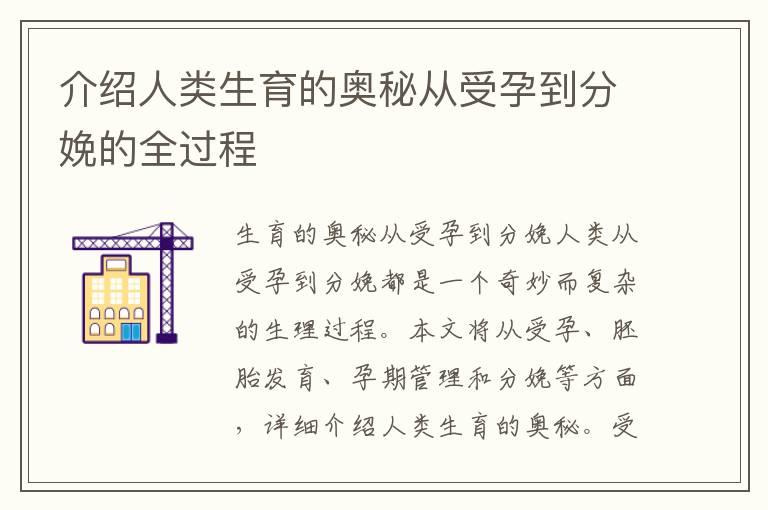 介绍人类生育的奥秘从受孕到分娩的全过程