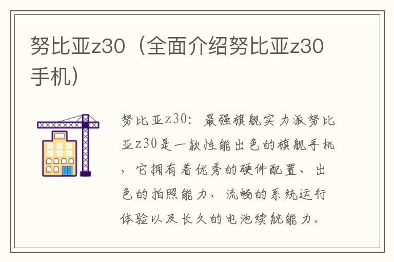 努比亚z30（全面介绍努比亚z30手机）