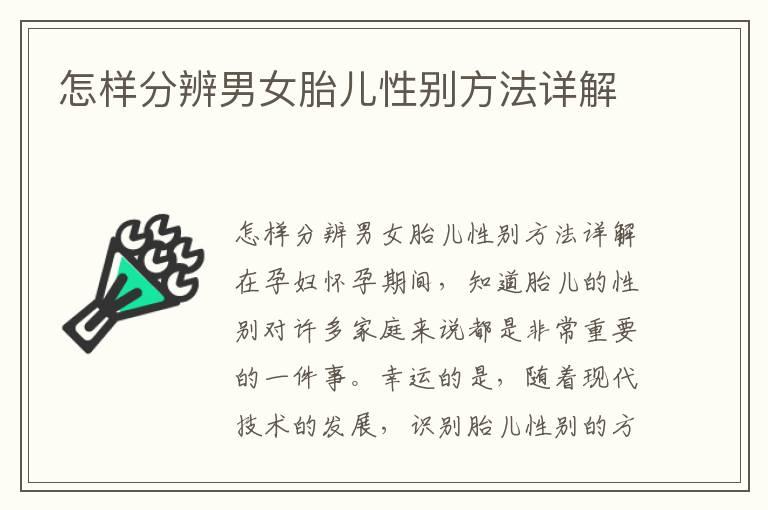 怎样分辨男女胎儿性别方法详解