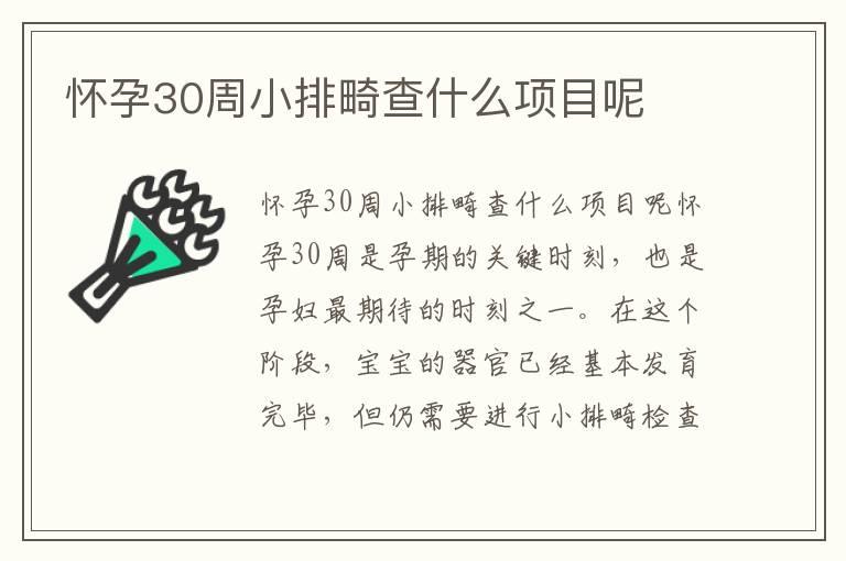 怀孕30周小排畸查什么项目呢