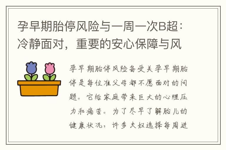 孕早期胎停风险与一周一次B超：冷静面对，重要的安心保障与风险减少方法