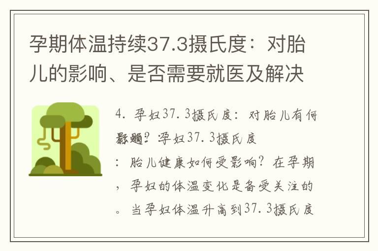 孕期体温持续37.3摄氏度：对胎儿的影响、是否需要就医及解决方案