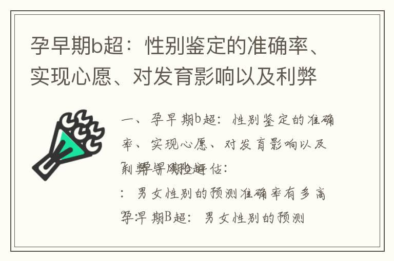 孕早期b超：性别鉴定的准确率、实现心愿、对发育影响以及利弊与风险评估_孕早期b超检查需知：憋尿对检查准确性的影响与必要性解析