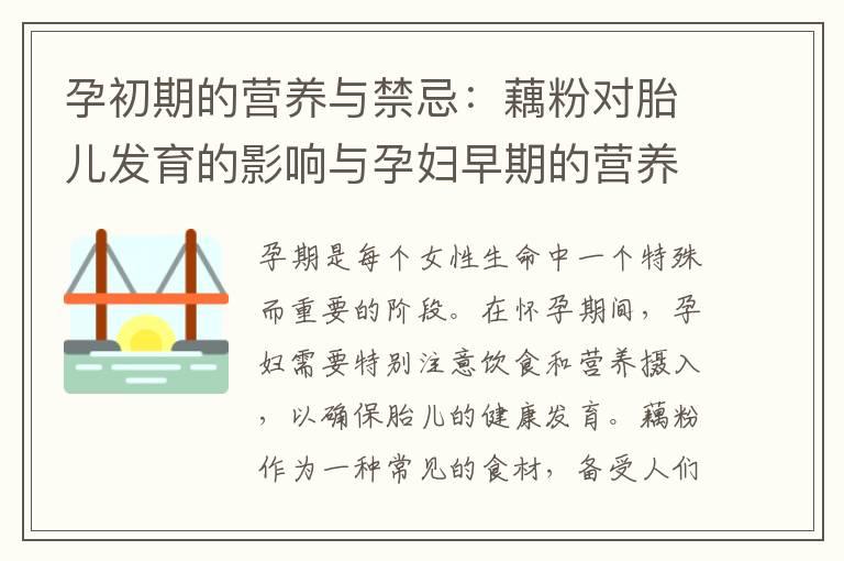 孕初期的营养与禁忌：藕粉对胎儿发育的影响与孕妇早期的营养价值及食用方法解析！