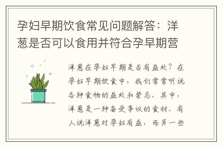 孕妇早期饮食常见问题解答：洋葱是否可以食用并符合孕早期营养需求？