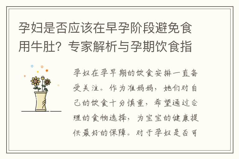 孕妇是否应该在早孕阶段避免食用牛肚？专家解析与孕期饮食指南！