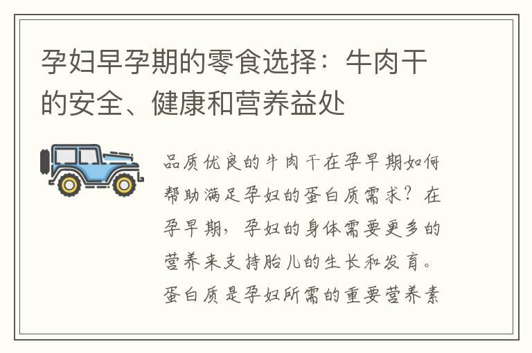 孕妇早孕期的零食选择：牛肉干的安全、健康和营养益处