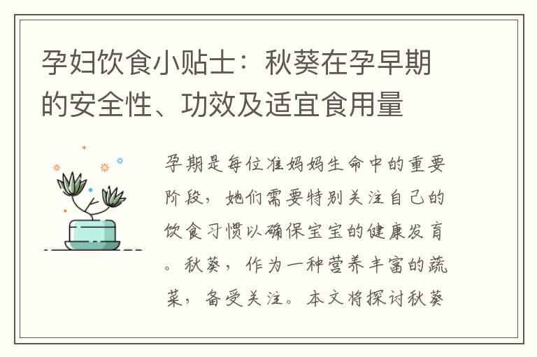 孕妇饮食小贴士：秋葵在孕早期的安全性、功效及适宜食用量