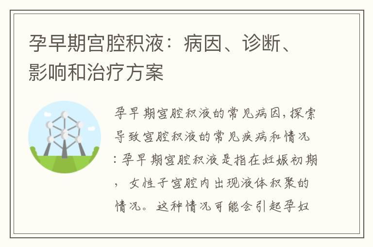 孕早期宫腔积液：病因、诊断、影响和治疗方案