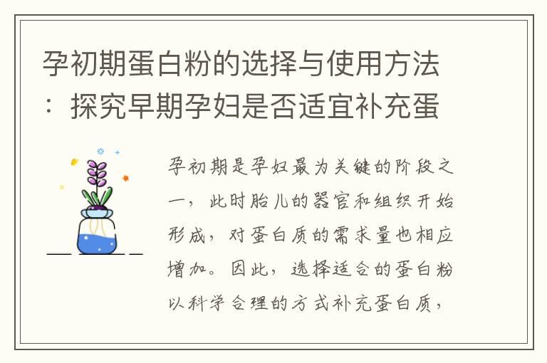 孕初期蛋白粉的选择与使用方法：探究早期孕妇是否适宜补充蛋白粉以提高营养水平