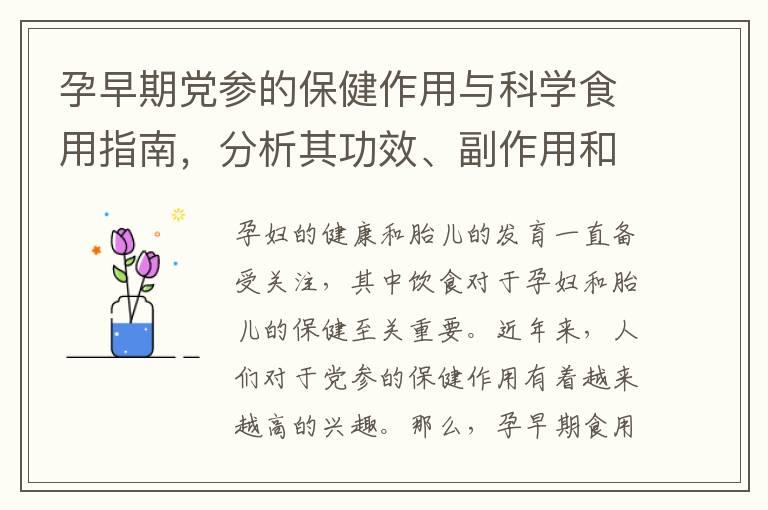 孕早期党参的保健作用与科学食用指南，分析其功效、副作用和禁忌，探讨替代品选择