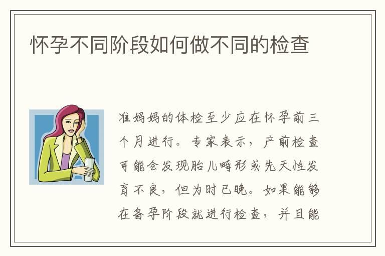 怀孕不同阶段如何做不同的检查