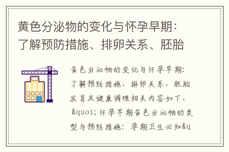 黄色分泌物的变化与怀孕早期：了解预防措施、排卵关系、胚胎发育及健康调理