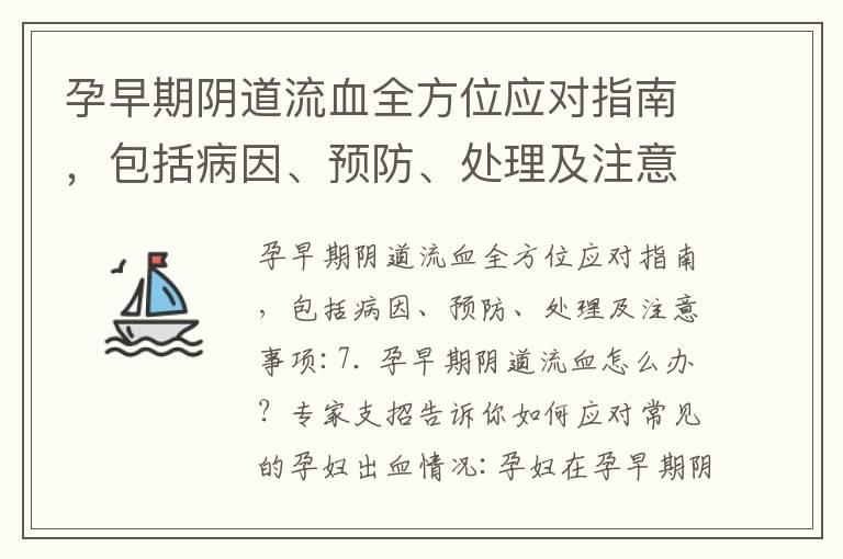 孕早期阴道流血全方位应对指南，包括病因、预防、处理及注意事项_孕早期出血应对与保护胎儿健康的危害及注意事项