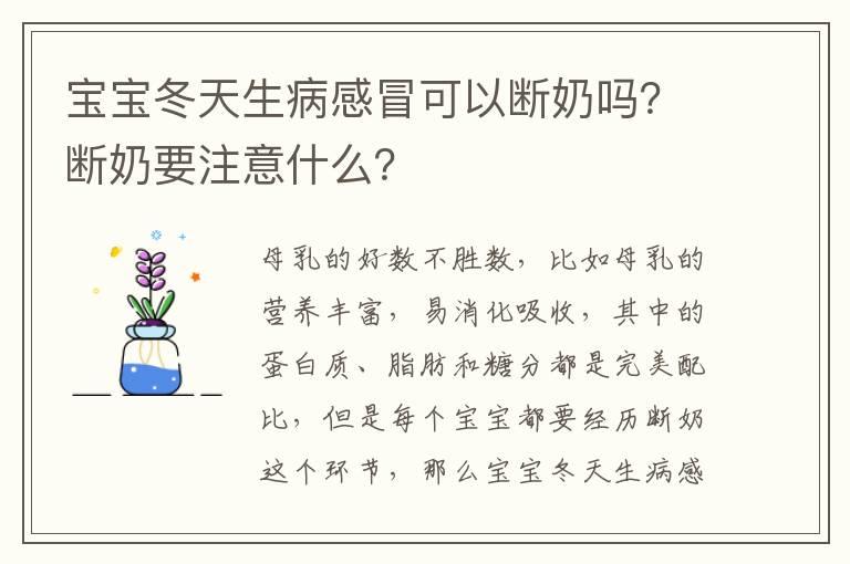 宝宝冬天生病感冒可以断奶吗？断奶要注意什么？