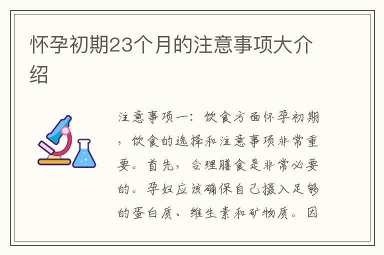 怀孕初期23个月的注意事项大介绍